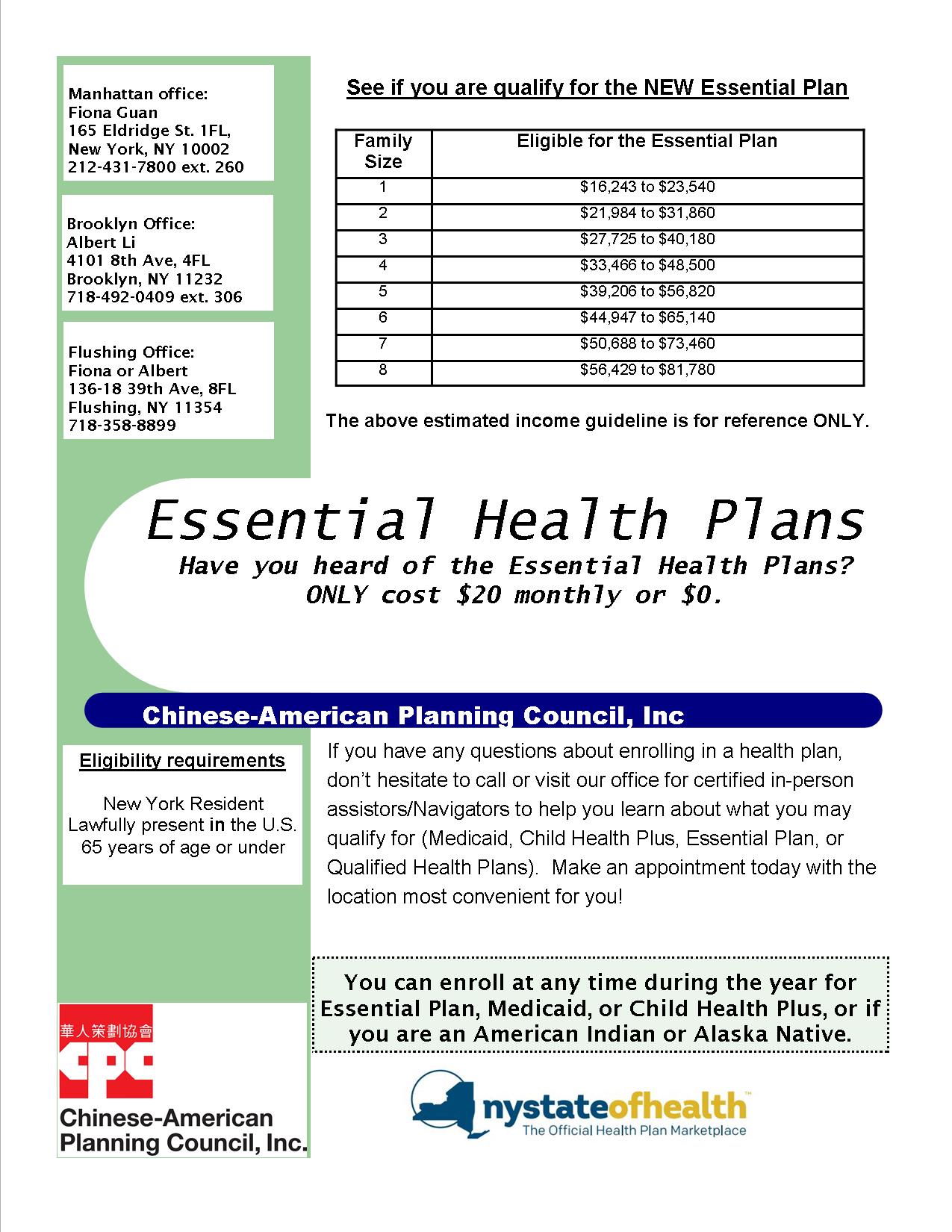 Healthplan Special Enrollment ChineseAmerican Planning Council